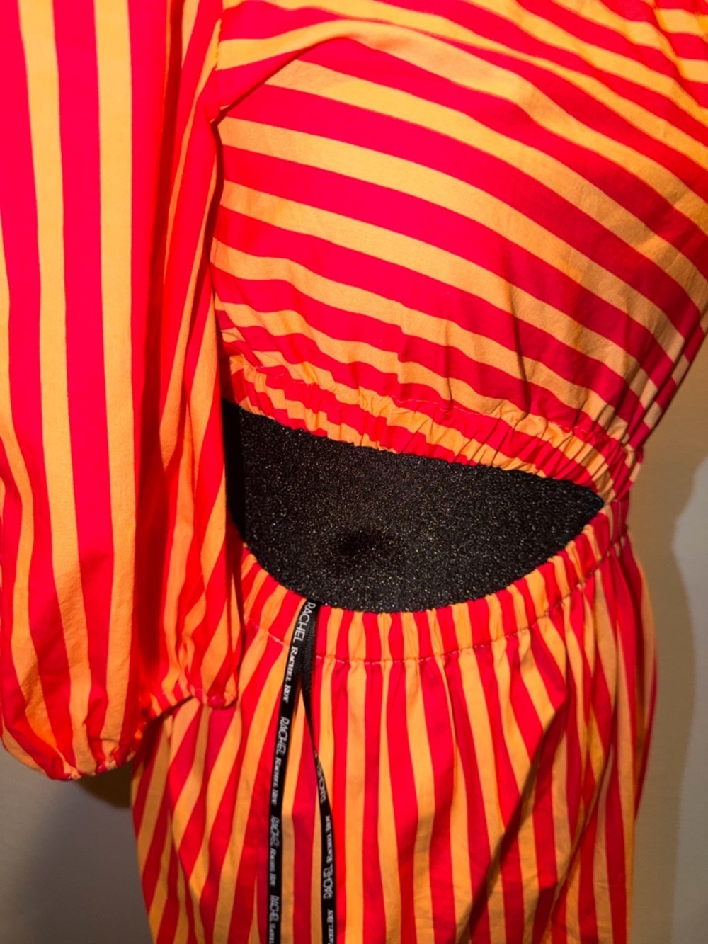 RACHEL Rachel Roy One-Shoulder Red and Yellow Striped Colorblock Maxi Dress - Picture 4 of 10